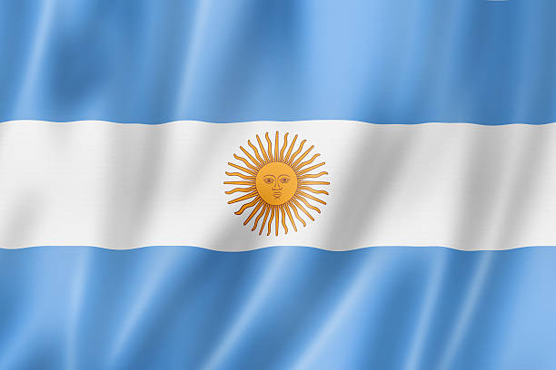 Argentinian flag "Argentina flag, three dimensional render, satin texture" argentina stock pictures, royalty-free photos & images