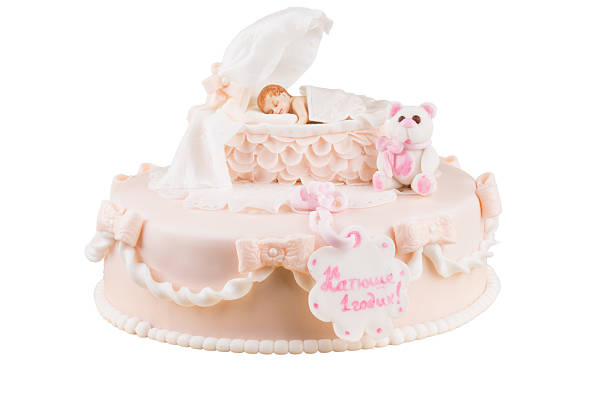 cute striped baby shirt in the background in soft pastel pink with tag and teddy bear for a baby, perfect for a baby shower party, Invitation, baptism, birth, birthday and everything around babies