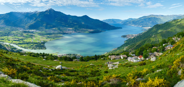 Alpine Lake Como summer  view from mountain top (Italy)