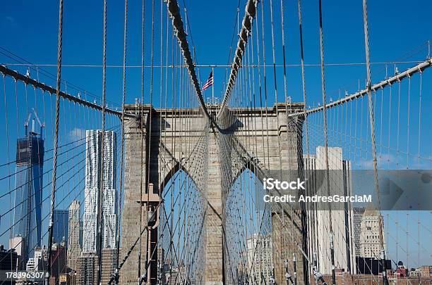 브루클린 브리지 맑은 날에 뉴욕시행 0명에 대한 스톡 사진 및 기타 이미지 - 0명, 각도, 강철
