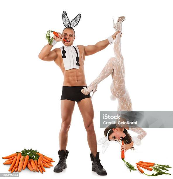 Lovely Bunny Couple Stock Photo - Download Image Now - Easter, Couple - Relationship, Lunch