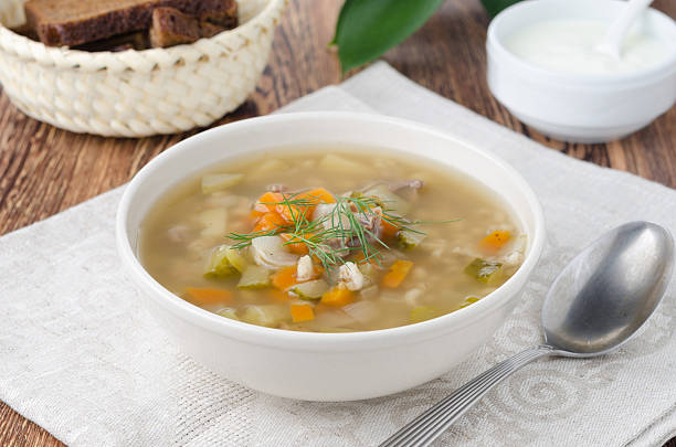 istock Russian soup rassolnik with chicken gizzards and barley 178397396