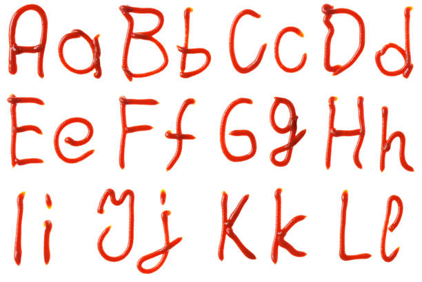 istock Alphabet letters made from tomato, ketchup syrup are isolated 178397636