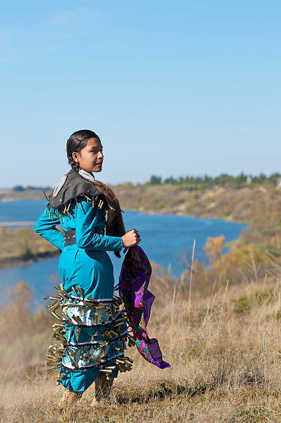 Girls Jingle Dress Dancer River Background