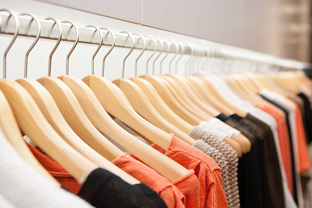 istock Clothes hung up on a long rack 178398326