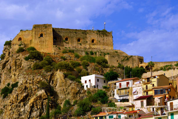 Roseto Capo Spulico,Calabria, Italy - August 18 2018: Capo Spulico with Federician Castle on Ionian Coast.
