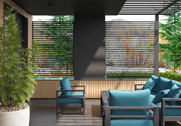 istock Modern Luxurious Villa balcony with forest view in winter 1783992494
