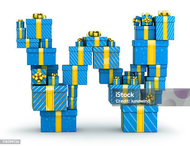 Letter From Gifts Stock Photo - Download Image Now - Alphabet, Blue, Christmas