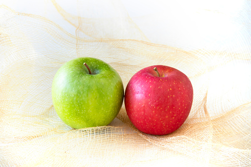 Delicious Granny Smith and fuji apple. green and red apple.