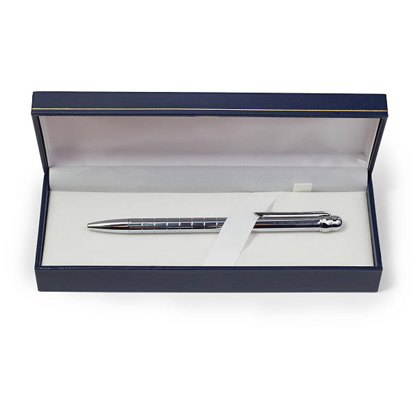 istock silver ballpoint pen in gift box isolated on white background 178400619