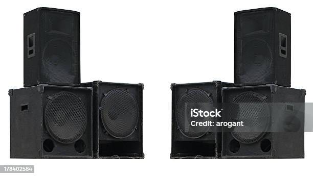 Old Powerful Stage Concerto Audio Speakers Isolated Stock Photo - Download Image Now