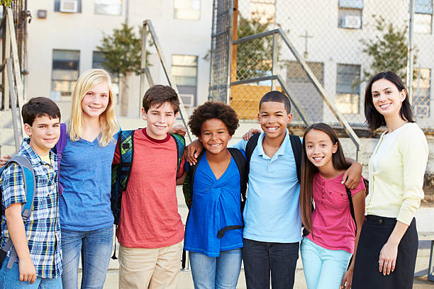 istock Group of Elementary Pupils Outside Classroom With Teacher 178403251