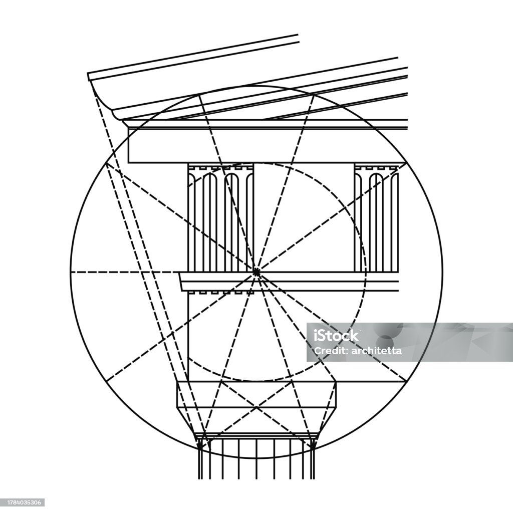 Doic Column Lable Golden Ratio Doric Order Column Stock Illustration - Download Image Now ...
