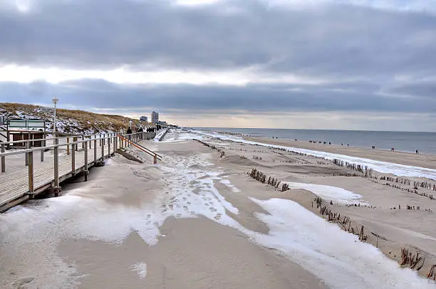 Walk on the beach in winter to Westerland on Island Sylt