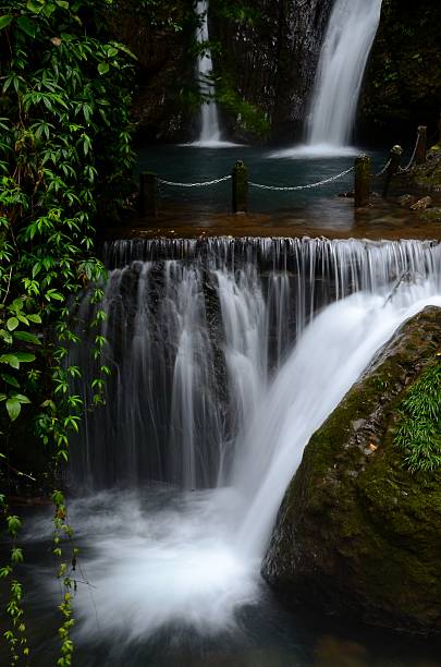 Waterfall in the green mount stock photo