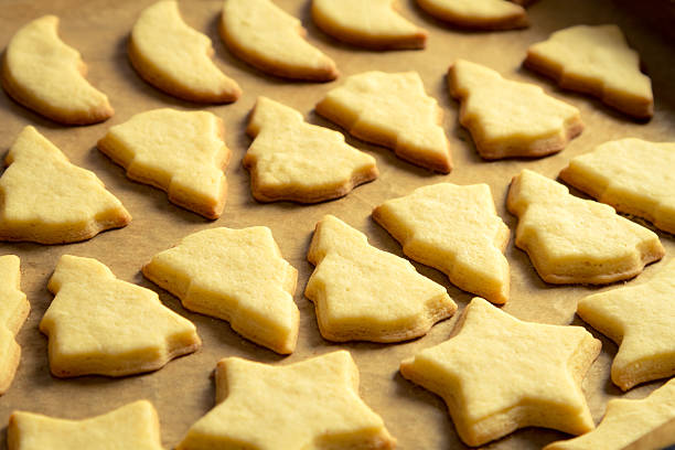 istock Closeup baked homemade cookies on a baking tray 178404041