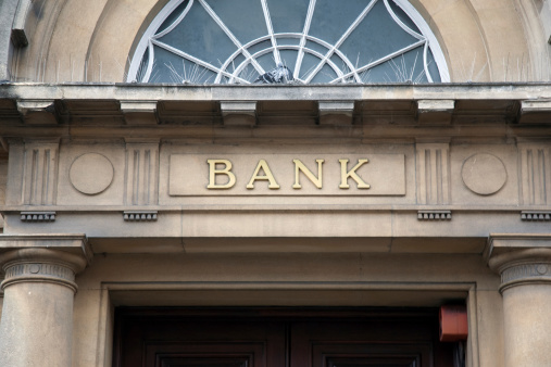 Bank Sign over Entrance Door