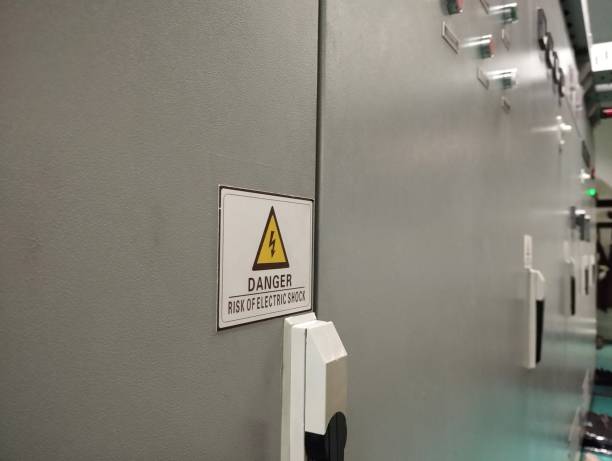 istock Danger Risk of Electric Shock Symbol in the control room 1784048093