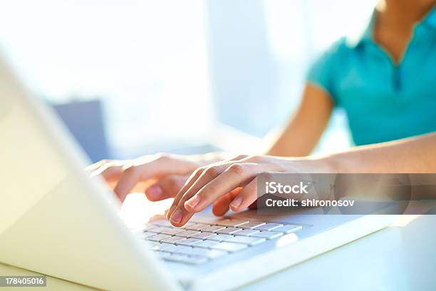 Computer Knowledge Stock Photo - Download Image Now - Computer Keyboard, Child, Using Computer