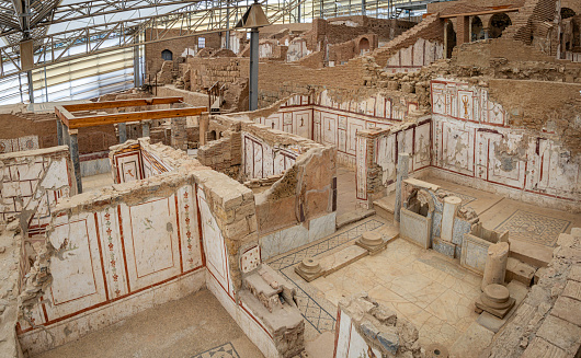 Restoration of the Teracce Houses on Curetes Street in the ancient Greek city of Ephesus, Selcuk, Izmir Province, Turkey.