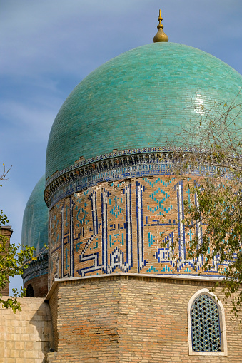 Detail of dome of the Kok Gumbaz Mosque in Shahrisabz, Uzbekistan.