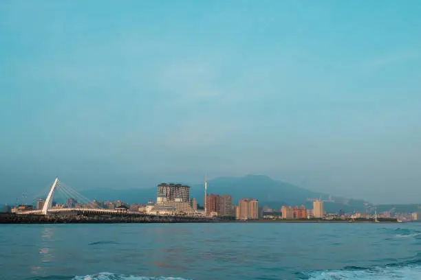 Lover's Bridge ,Tamsui Fisherman's Wharf, Tamsui, Taipei, Taiwan. Tamsui Fisherman's Wharf is located on the right bank of the estuary of the Tamsui River. It is famous for its sunset and the famous landmark Lover's Bridge