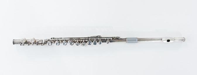 Flute : classical musical instrument flute on white background