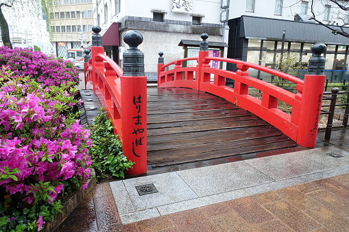 Kochi, Japan, April 21, 2022: Harimaya Bridge, a tourist attraction in Kochi City
