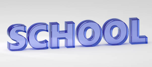 istock Bright glass blue sign back to school Minimal Concept 3D render Illustration 1784072738