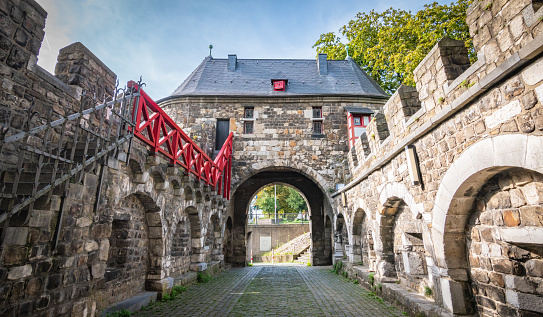 City gate in Aachen Germany on a summer day. Travel image.