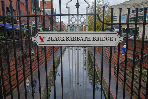 Birmingham, UK - Nov 5, 2023: Black Sabbath Bridge in the Gas Street area of Birmingham