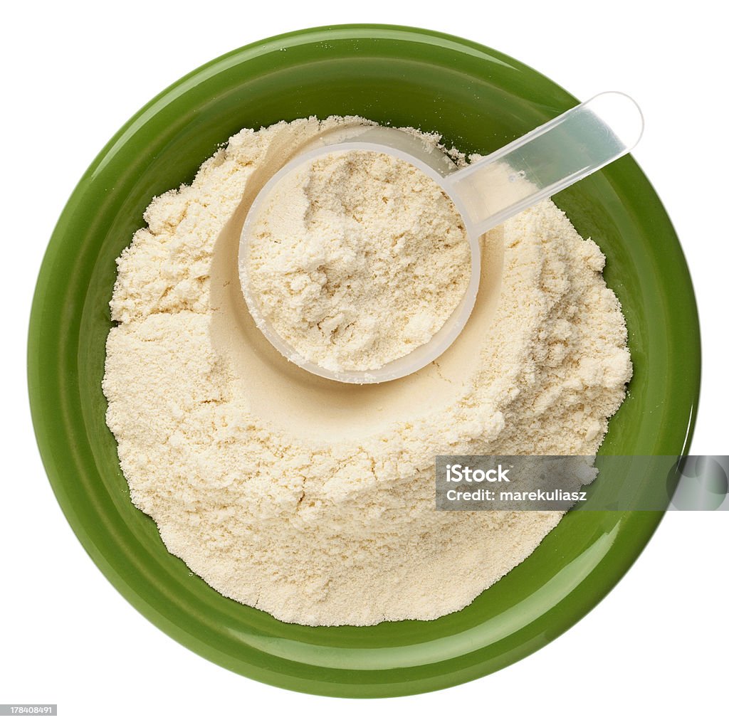 Proteínas de suero de leche en polvo - Foto de stock de Bebida de proteínas libre de derechos