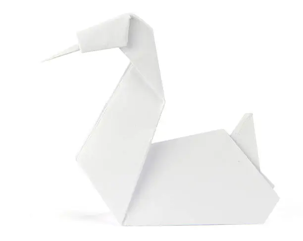 Photo of Origami. Paper swan.