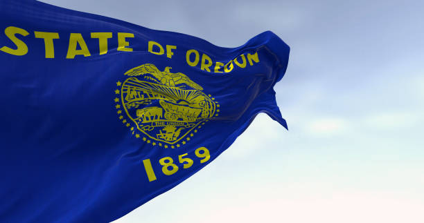 istock Close-up of the Oregon state flag waving 1784099478