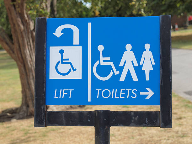 istock Lift and toilets sign 178410360