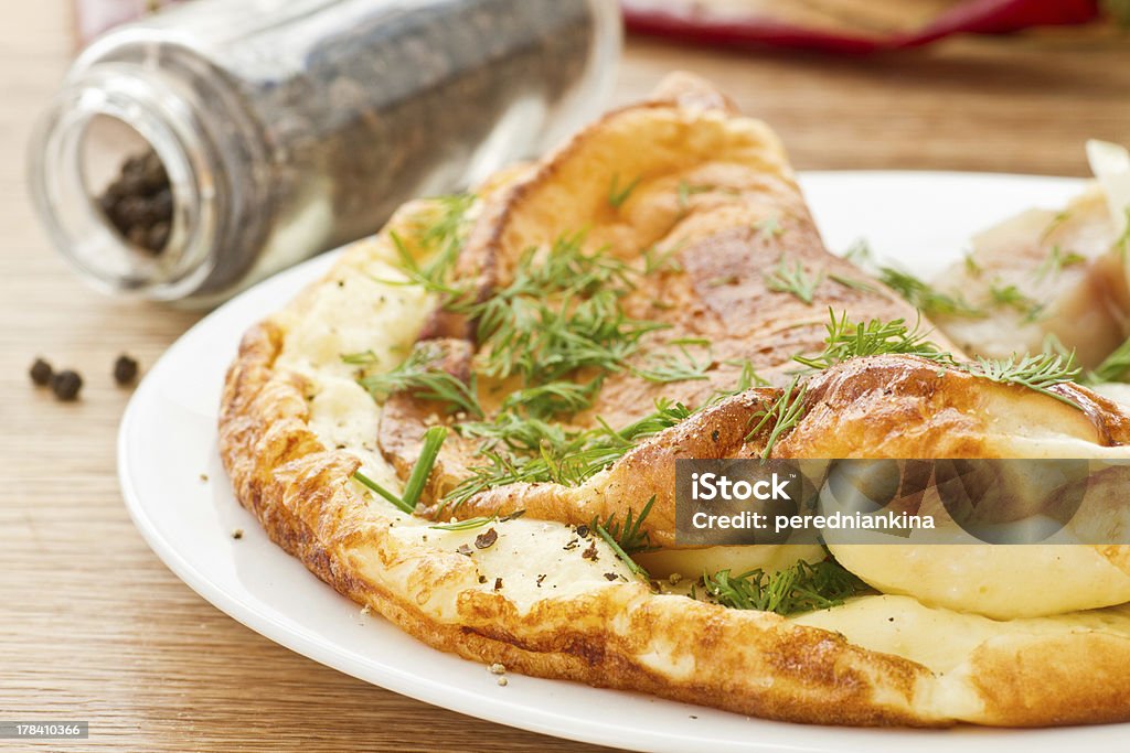 omelette with salted mackerel omelette with salted mackerel and fresh dillomelette with salted mackerel and fresh dill Breakfast Stock Photo