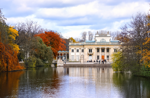 Autumn view of Hofgarten Park with Dianatempel in Munich. The Diana Pavilion and the grounds of the Hofgarten, adjacent to the Munich Residenz and Odeonsplatz.