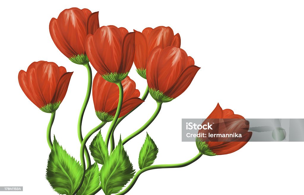 Bunga Horizontal Bunga Merah Di Latar Belakang Putih Ilustrasi Stok - Unduh Gambar ...