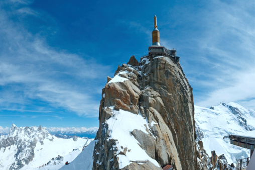 Snowy Aguille du Midi in the Mont Blanc Massif