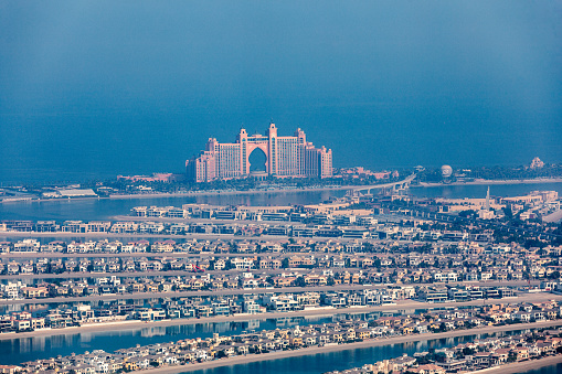 Dubai, United Arab Emirates - June 21, 2023: Atlantis, The Palm luxury hotel resort located at the apex of the Palm Jumeirah in the United Arab Emirates
