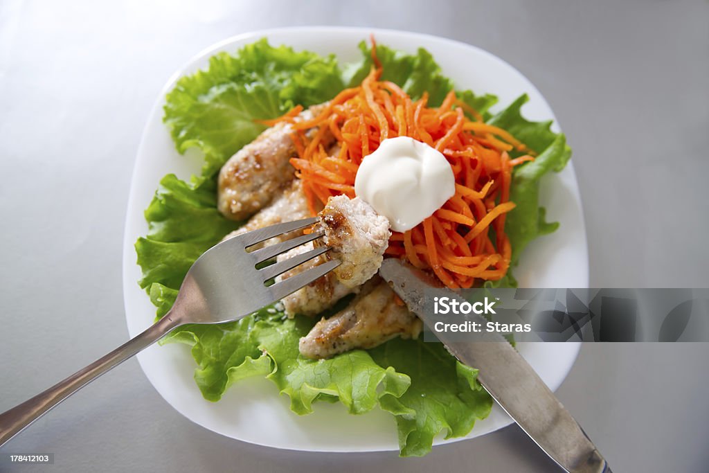 Fried chicken Fried chicken on a white plate Carrot Stock Photo