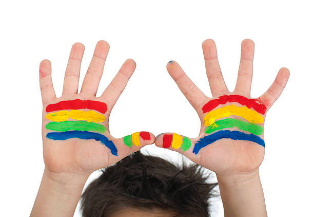 istock Boy hands painted with colorful paint 178413787