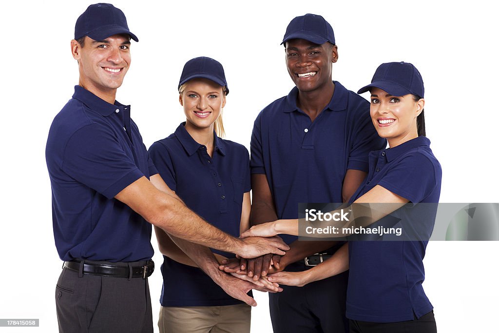 service team hands together service team hands together on white background Black Color Stock Photo