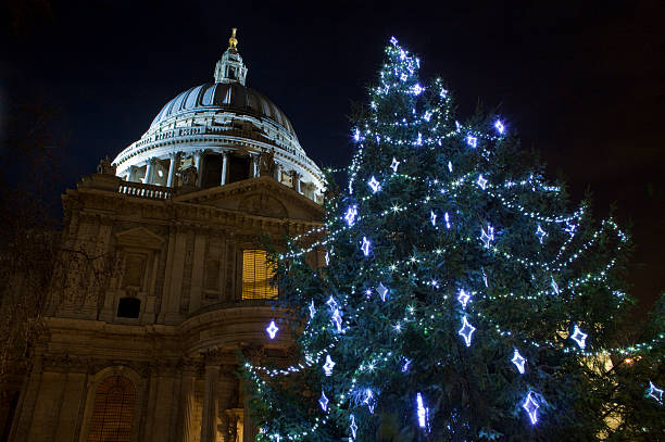 istock St. Paul's Cathedral with a lit up Christmas tree in front 178415417
