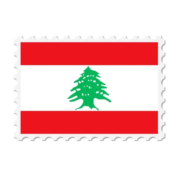 Vector illustration of Lebanon postage stamp. Postcard vector illustration with Lebanese national flag isolated on white background.