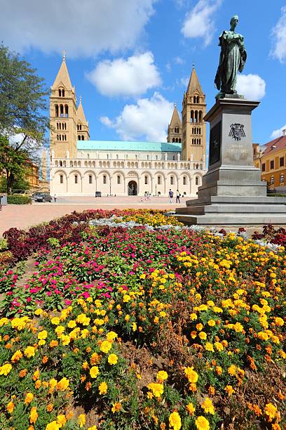 pecz, węgry - ornamental garden cathedral church formal garden zdjęcia i obrazy z banku zdjęć