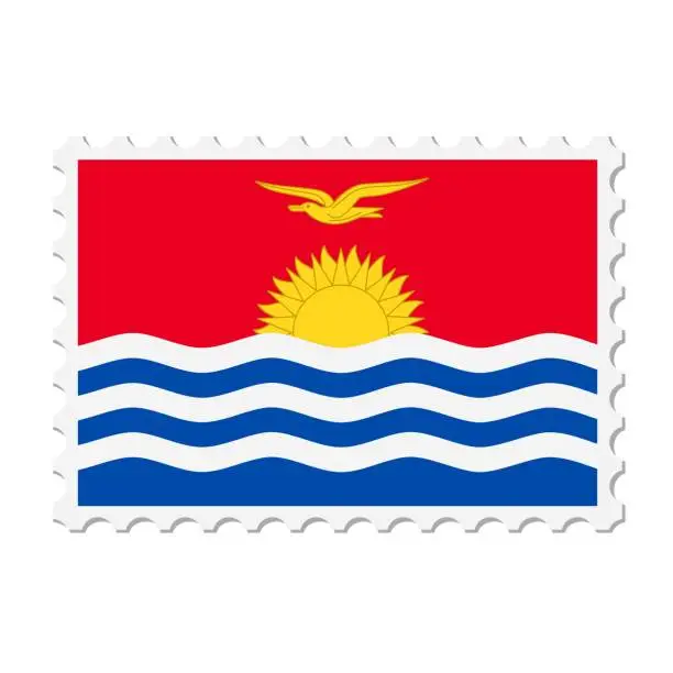 Vector illustration of Kiribati postage stamp. Postcard vector illustration with Kiribati national flag isolated on white background.