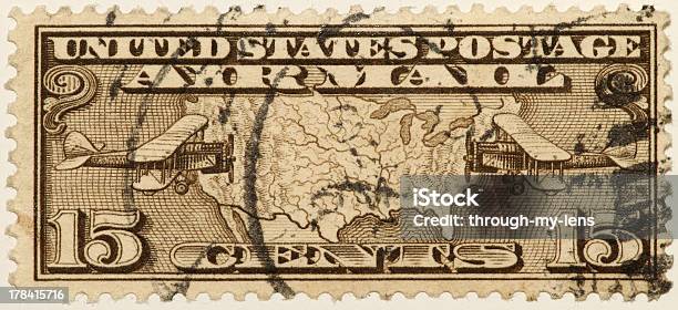 Vintage 1926 1927 Us Air Mail Stamp Stock Photo - Download Image Now - 1941, Air Mail, Airplane