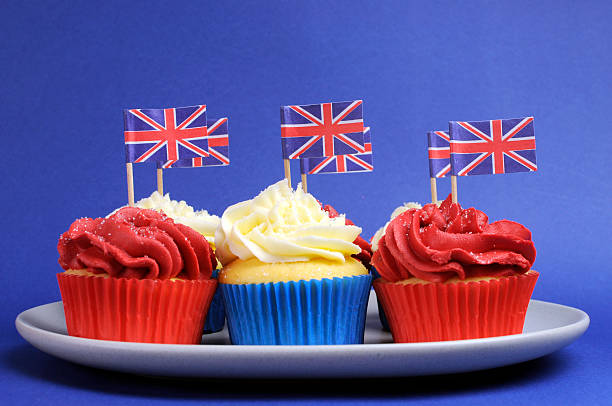 istock English theme cupcakes with Union Jack flags 178416035