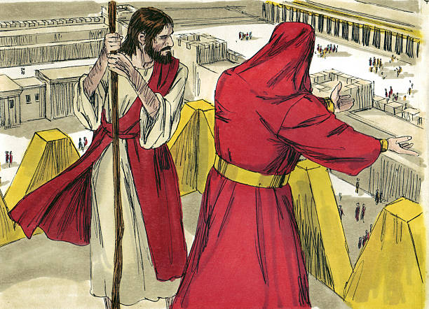Jesus Tempted by Satan stock photo